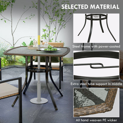 34 Square Outdoor Dining Table, Water-Grain Glass Top, Dark Brown Patio Dinning Tables at Gallery Canada