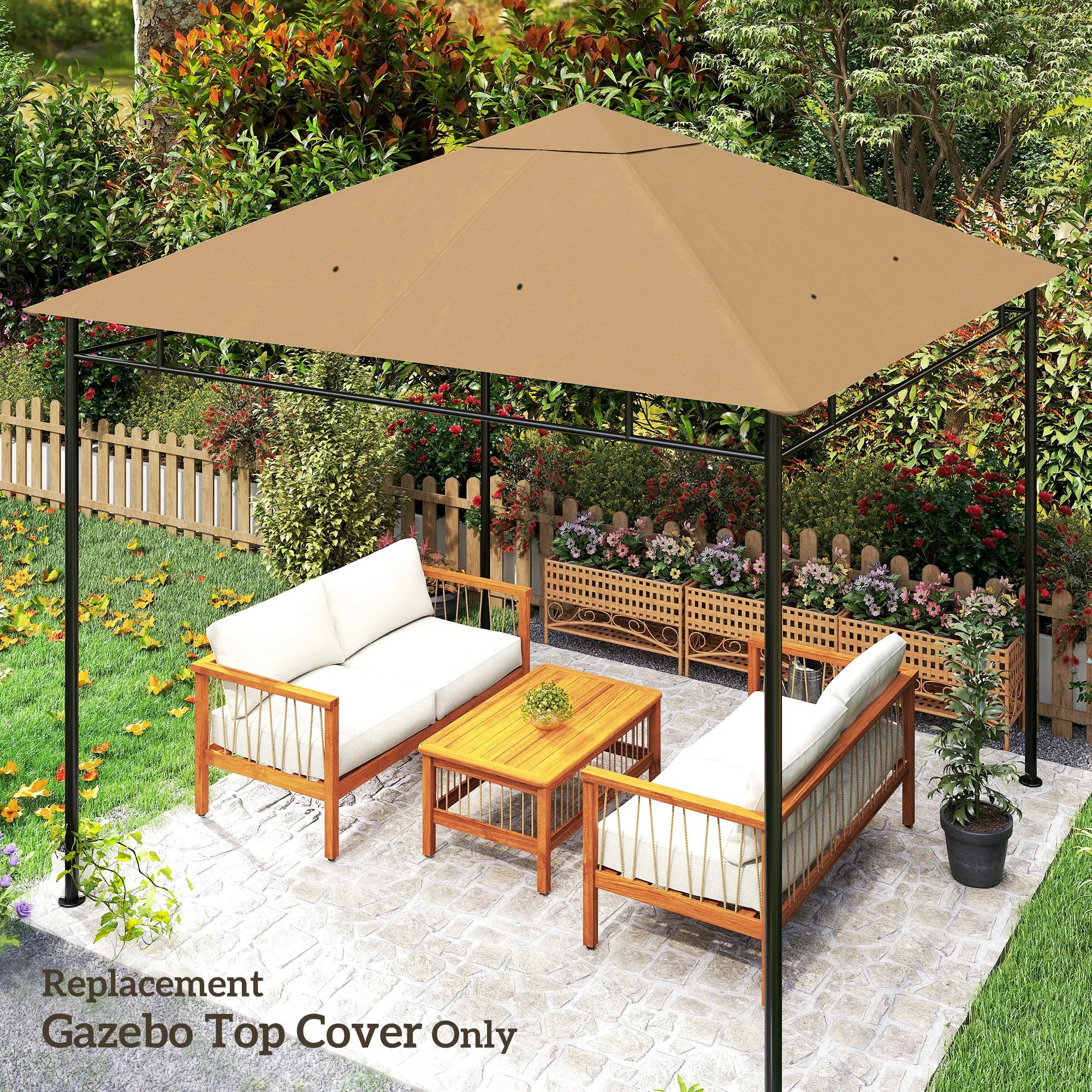10' X 10' Square Gazebo Replacement Canopy, Beige Gazebo Canopy Replacement at Gallery Canada