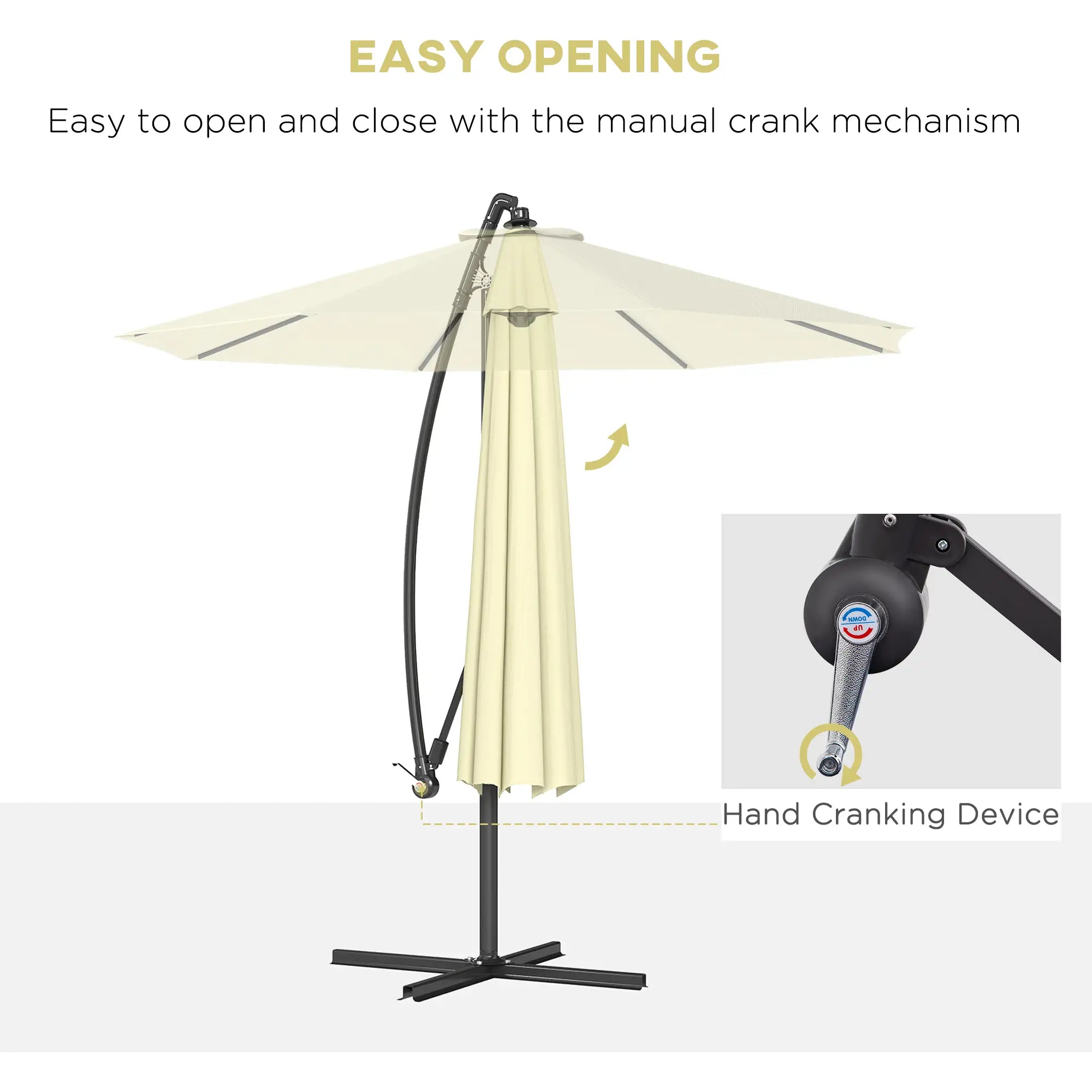 10' Deluxe Patio Umbrella, Banana Hanging Offset Sunshade, Beige Offset Cantilever Umbrellas at Gallery Canada