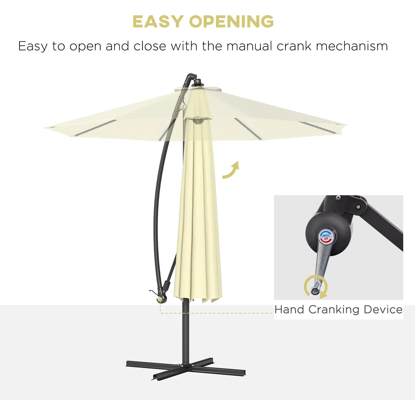 10' Deluxe Patio Umbrella, Banana Hanging Offset Sunshade, Beige Offset Cantilever Umbrellas at Gallery Canada