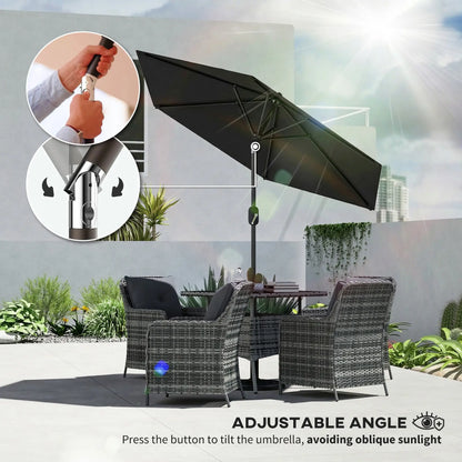 Patio Sun Umbrella, Outdoor Parasol, 6 Ribs, Black Sun Umbrellas at Gallery Canada