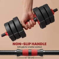 5-in-1 Adjustable Dumbbell Set, 66 lb, Converts To Barbell