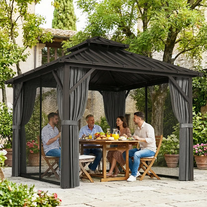 10' x 10' Hardtop Gazebo, Aluminium Frame, Galvanized Steel Roof, Dark Grey Gazebos at Gallery Canada