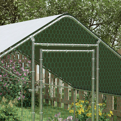 Metal Chicken Coop, Water UV Protection Cover, 9.8' x 32.8' x 6.4' Chicken Coops at Gallery Canada