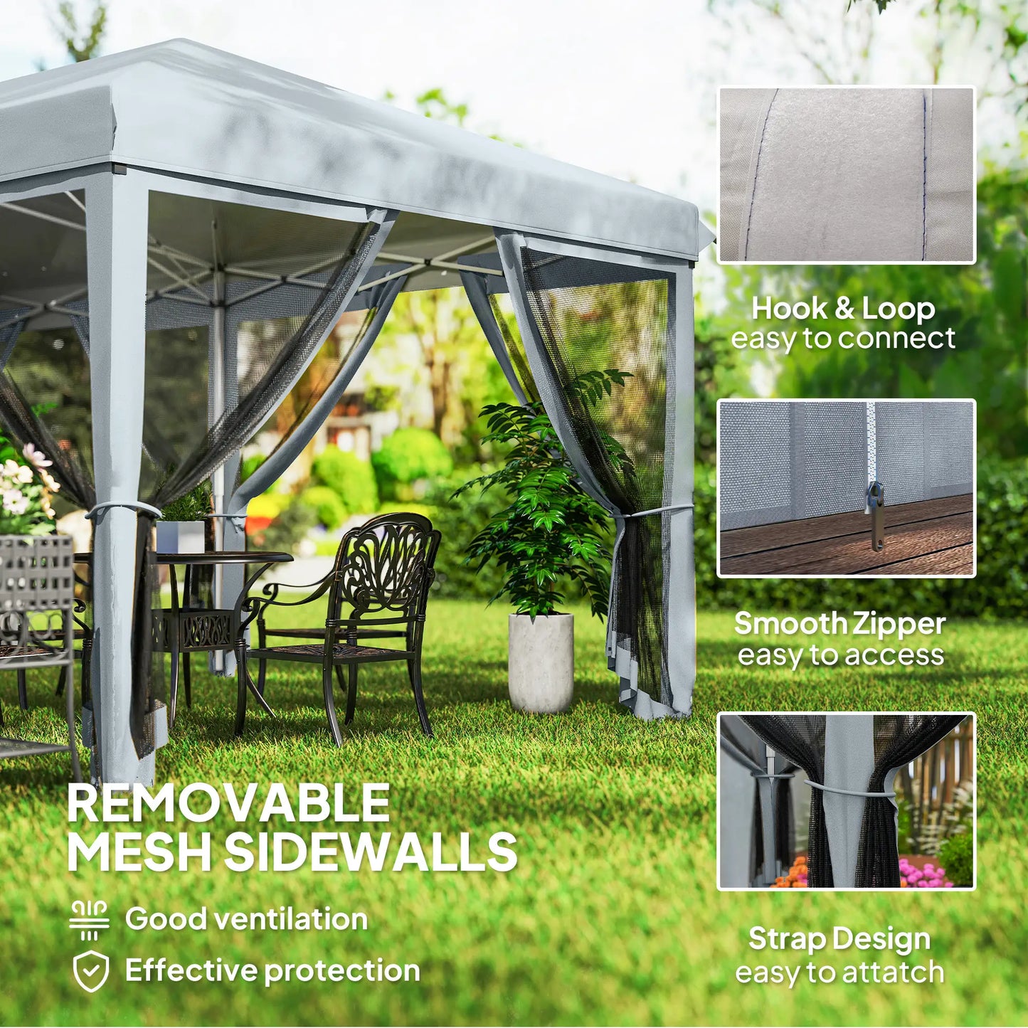 10' x 20' Pop Up Canopy Tent Gazebo, Removable Mesh Sidewall, Carry Bag, Grey Pop Up Canopies at Gallery Canada