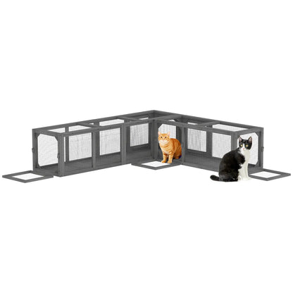 Cat Tunnel, Outdoor Enclosure, 8 Doors, 98", Dark Grey Outdoor Cat Enclosures at Gallery Canada