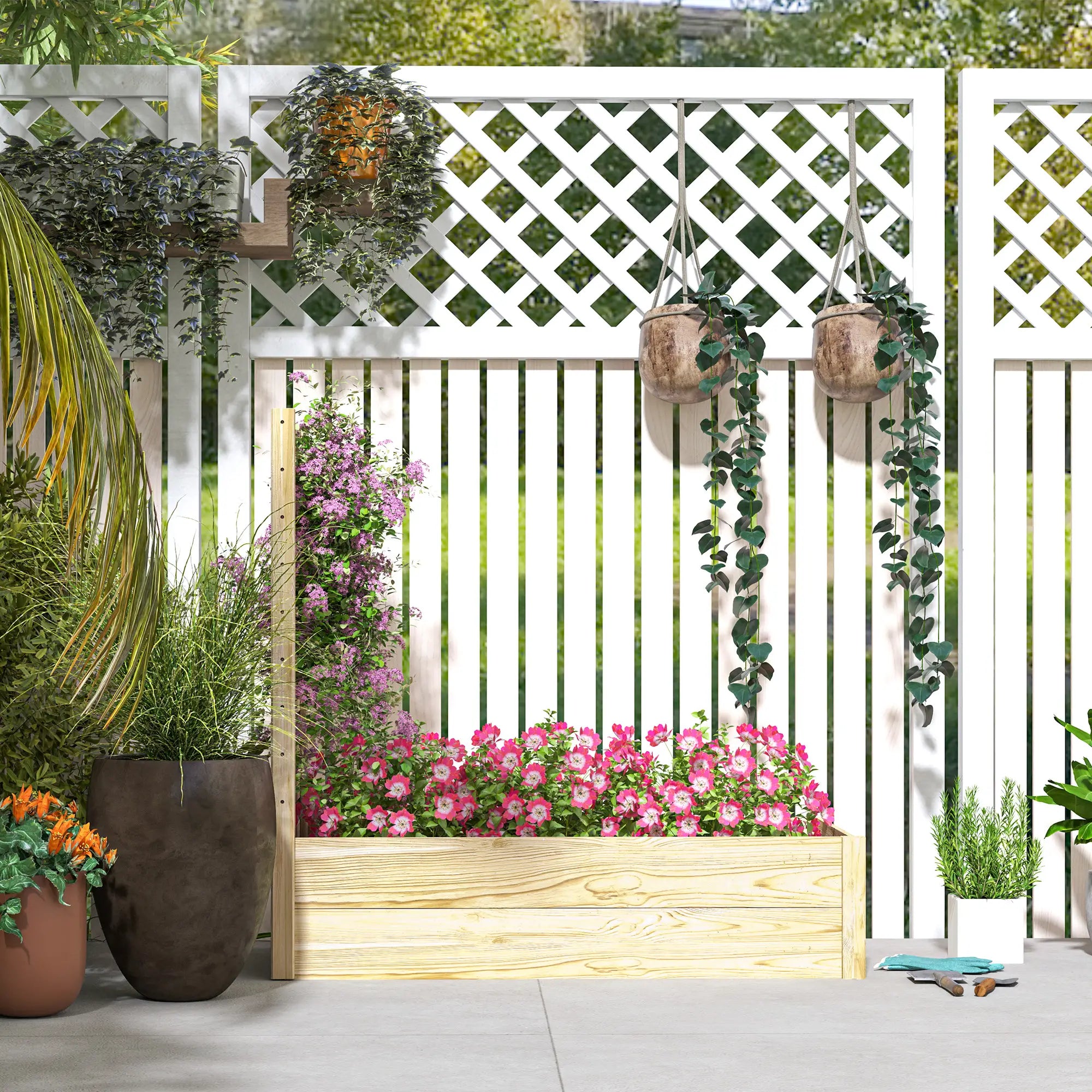 Wood Planter Box with Trellis, Raised Garden Bed, 91