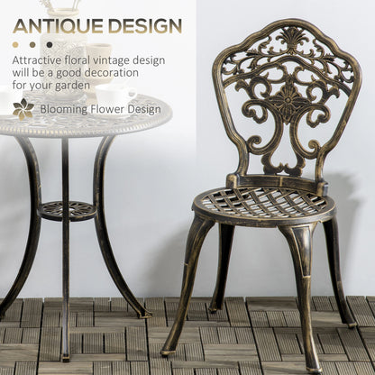 3 Piece Garden Bistro Set, 2 Chairs, Round Table with Parasol Hole, Bronze Bistro Sets at Gallery Canada