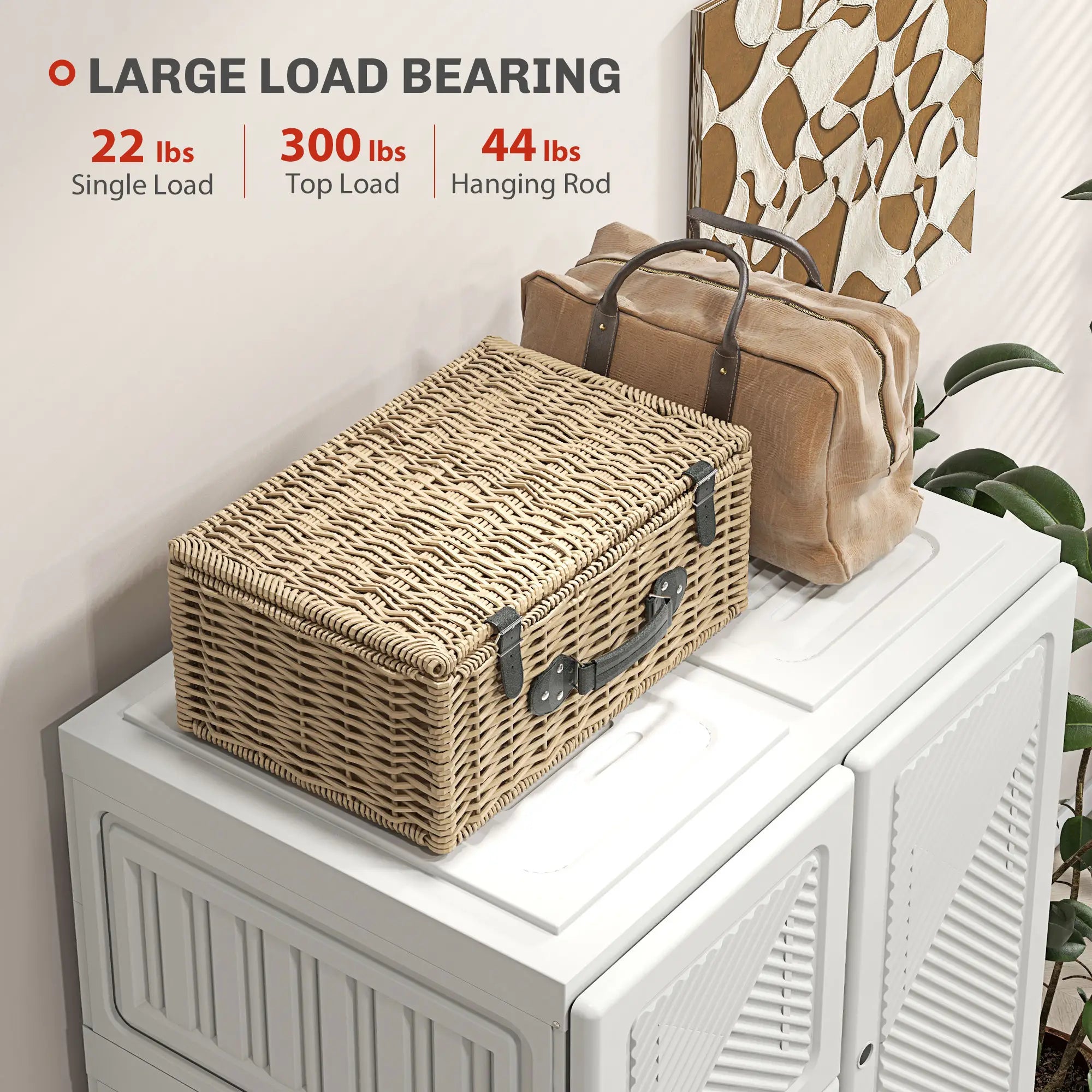 Portable Wardrobe, Foldable Clothes Organizer, 5 Compartments, Hanging Rod, White Clothing Storage at Gallery Canada