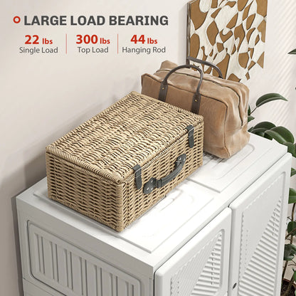 Portable Wardrobe, Foldable Clothes Organizer, 5 Compartments, Hanging Rod, White Clothing Storage at Gallery Canada