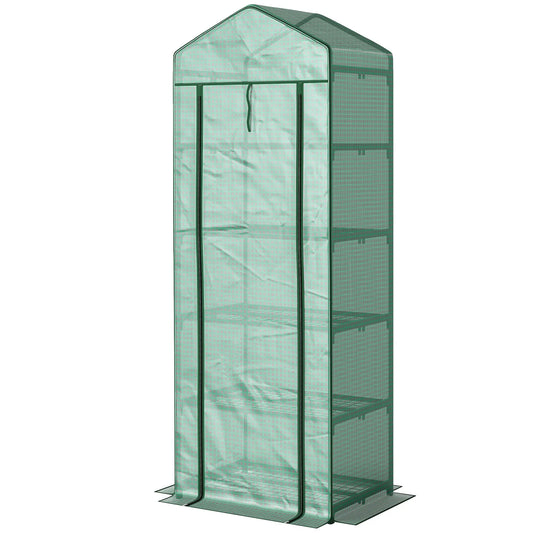 Serre Mini 5 Niveaux, Portable, Transparent, 27,25" x 19,25" x 76", Vert
