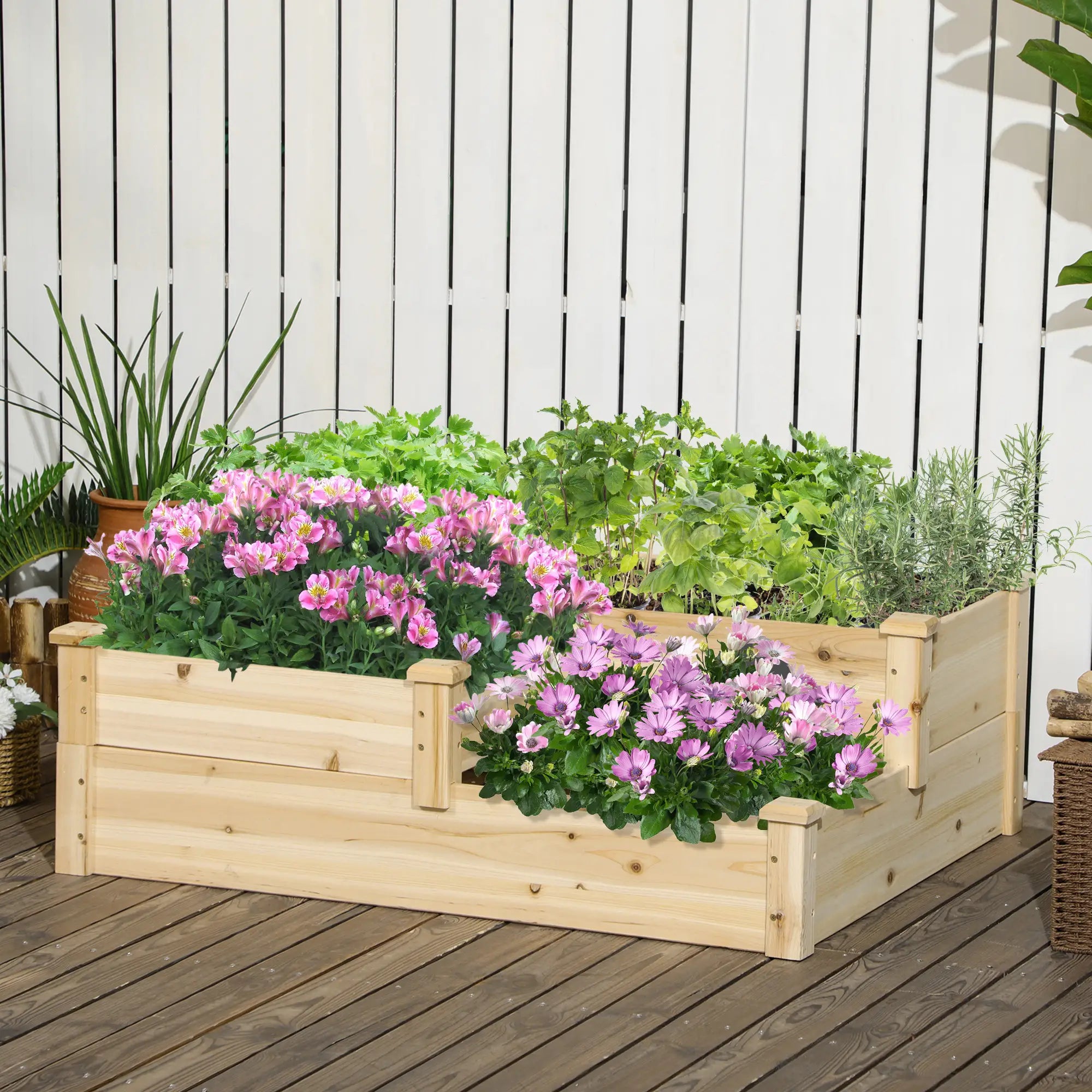 3 Tier Raised Garden Bed, Wooden Planter Box, 42.5
