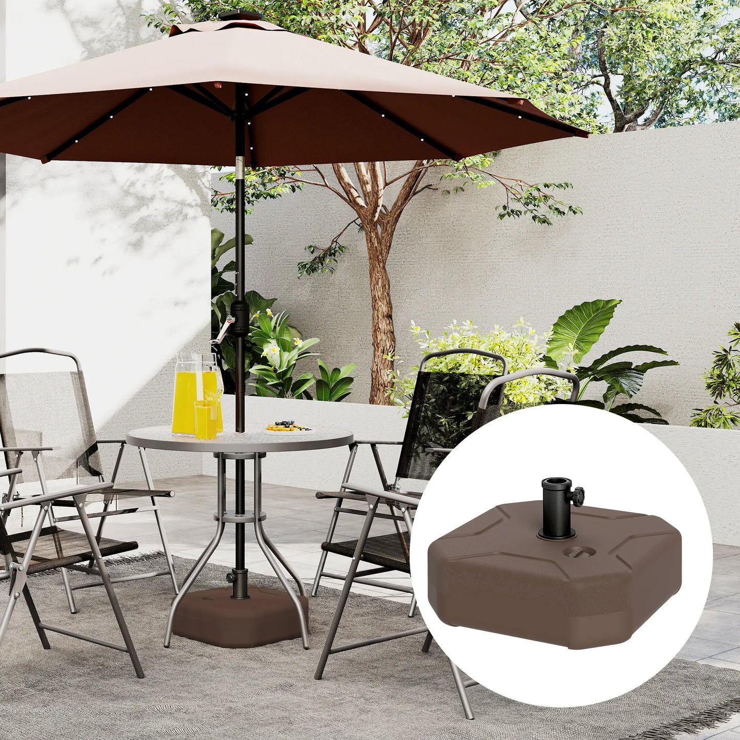 Square Patio Umbrella Base Holder, 17.7" L x 17.7" W x 9.8" H, Brown Umbrella Bases at Gallery Canada