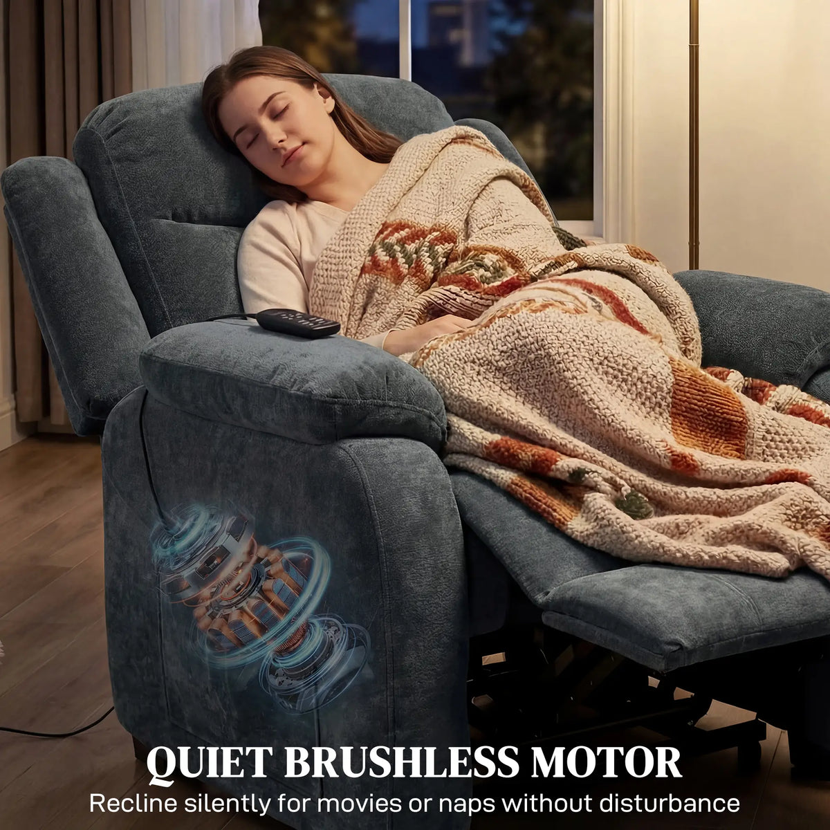Power Recliner Chair, Quiet Brushless Motor, Remote, Dark Grey Single Sofas at Gallery Canada