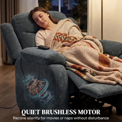 Power Recliner Chair, Quiet Brushless Motor, Remote, Dark Grey Single Sofas at Gallery Canada