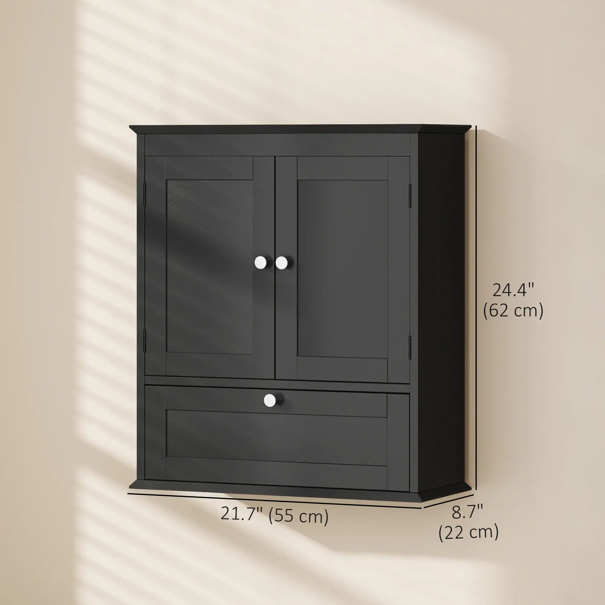Medicine Cabinet With Adjustable Shelf, Recessed Panels, Black Wall Mounted Cabinets at Gallery Canada