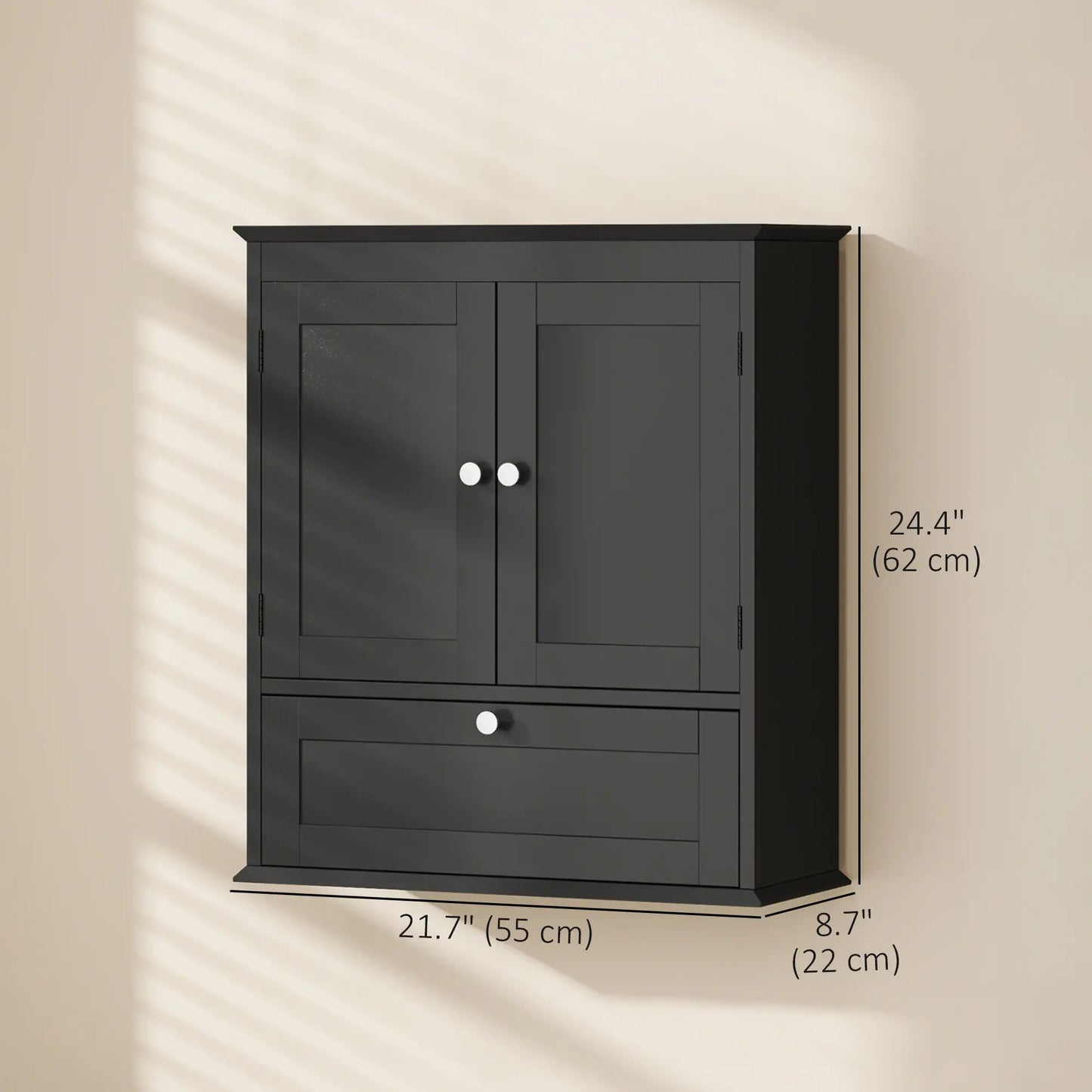 Medicine Cabinet With Adjustable Shelf, Recessed Panels, Black Wall Mounted Cabinets at Gallery Canada