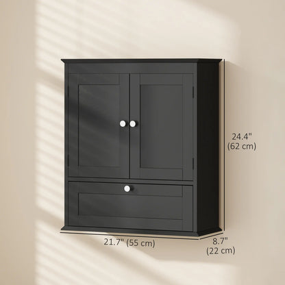 Medicine Cabinet With Adjustable Shelf, Recessed Panels, Black Wall Mounted Cabinets at Gallery Canada