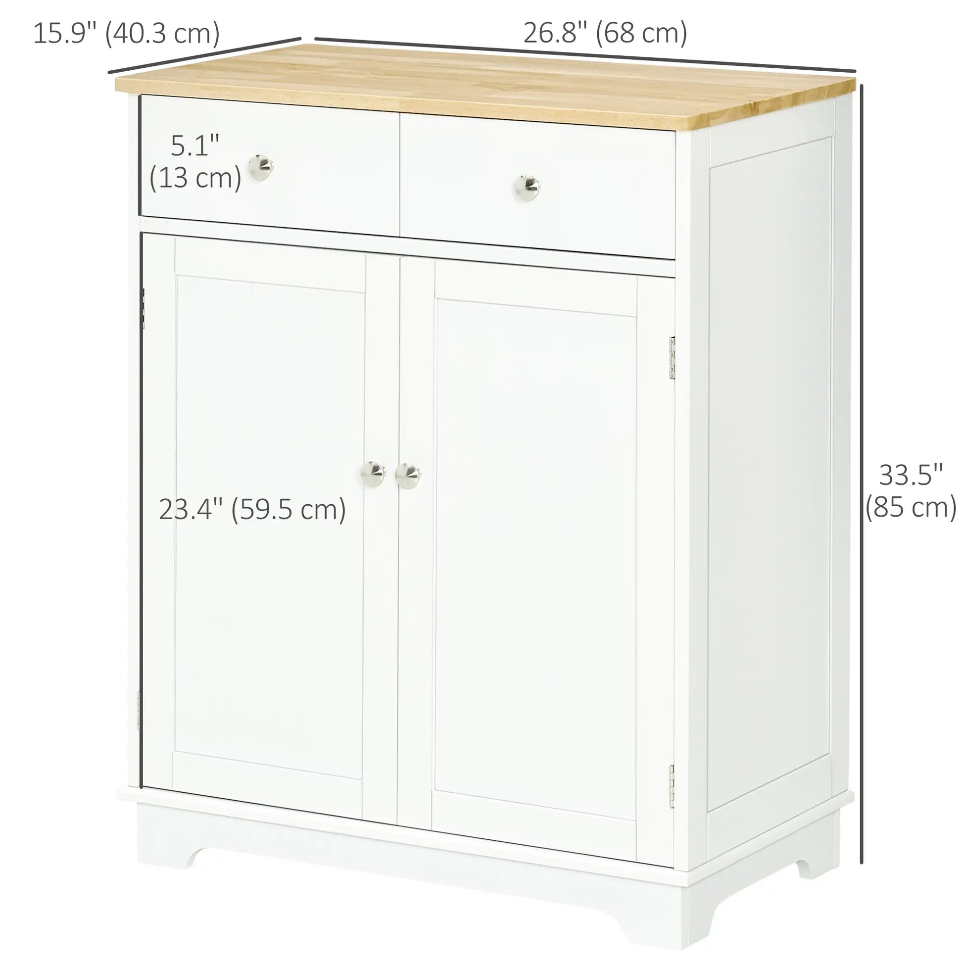 Sideboard Buffet Cabinet, 27" Kitchen Storage, Adjustable Shelf, White Storage Cabinets at Gallery Canada
