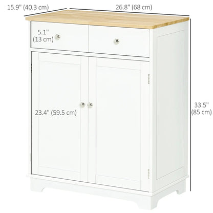 Sideboard Buffet Cabinet, 27" Kitchen Storage, Adjustable Shelf, White Storage Cabinets at Gallery Canada