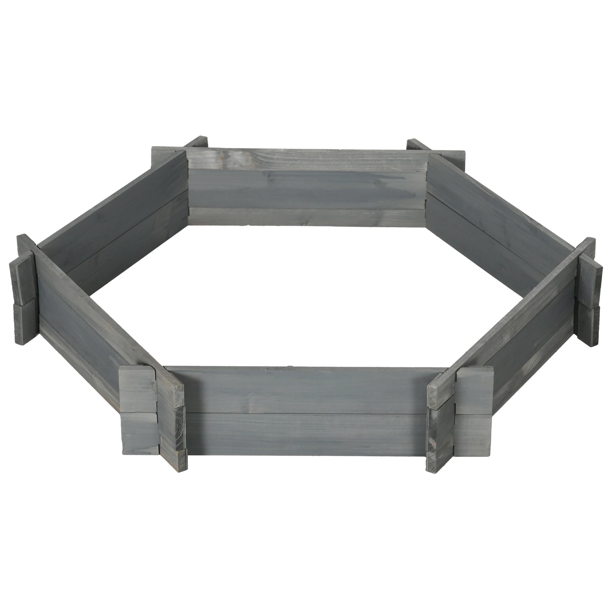 39" x 36" Hexagon Planter Box, Raised Garden Bed, Grey Wooden Planter Boxes Grey at Gallery Canada
