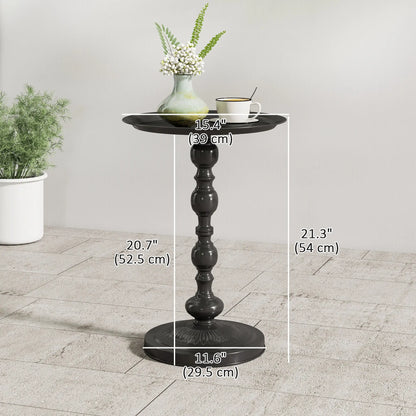 15.4" Round Outdoor Side Table, Tray Top Metal Patio Table, Black Patio Side Tables at Gallery Canada