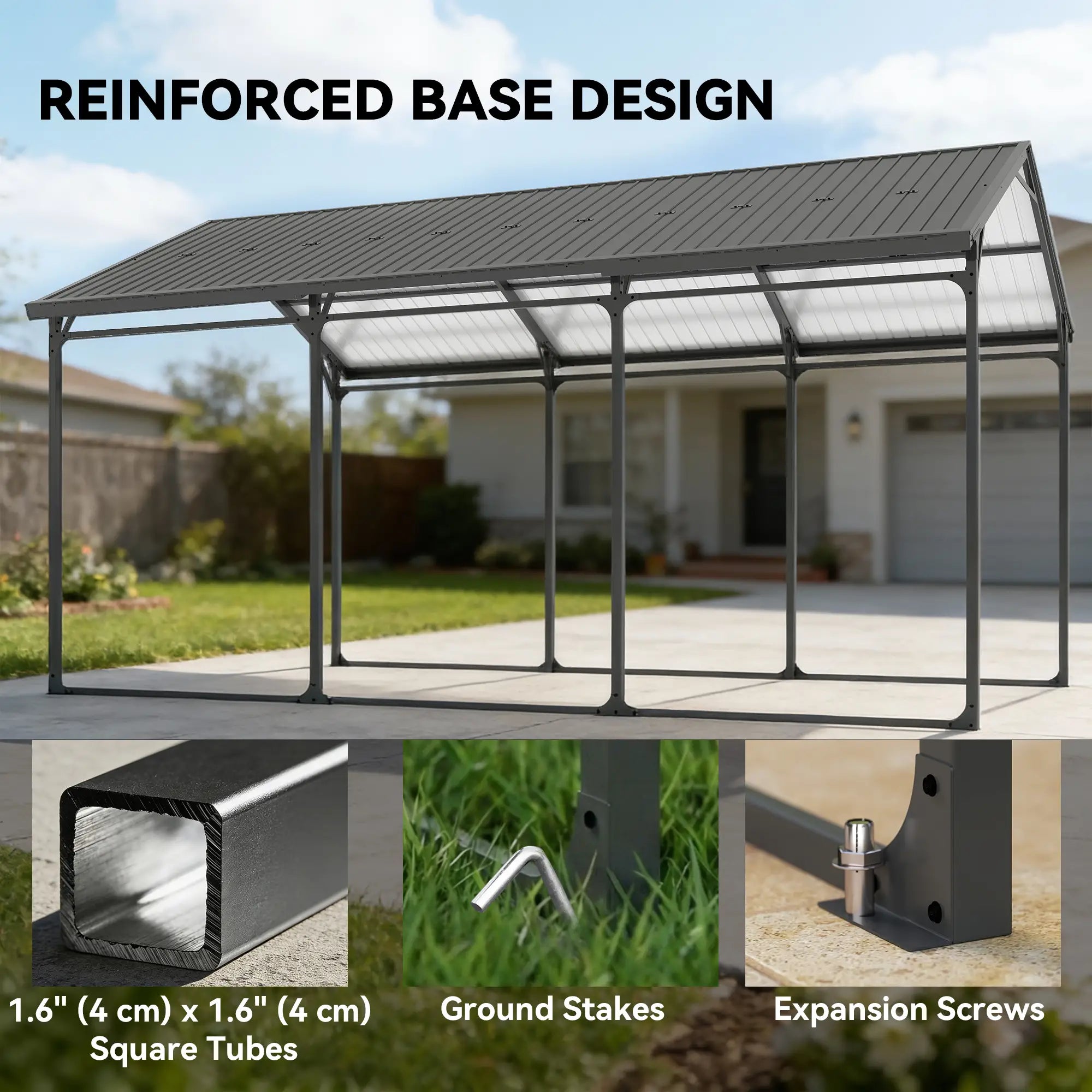 10 x 15ft Metal Carport, Heavy-Duty Canopy With Reinforced Steel Frame Car Shelters at Gallery Canada