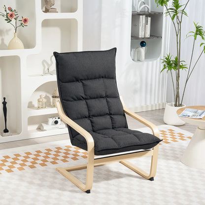 Modern Upholstered Armchair, Curved Leg, Living Room, Dark Grey Accent Chairs at Gallery Canada