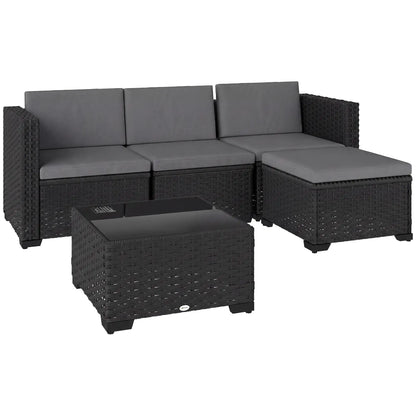 5 Piece Patio Furniture Set, L-Shape Sectional, Grey Patio Furniture Sets Black, Grey at Gallery Canada