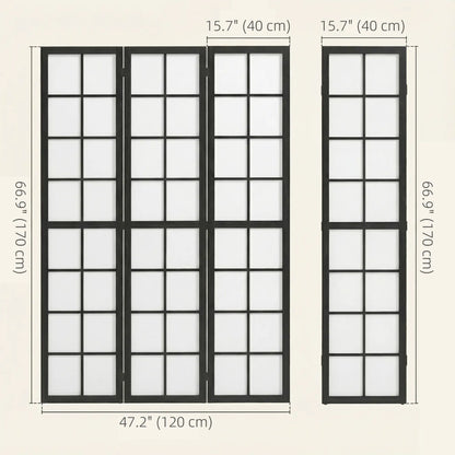 3 Panel Room Divider, 5.6 ft Folding Partition, Black Room Dividers at Gallery Canada