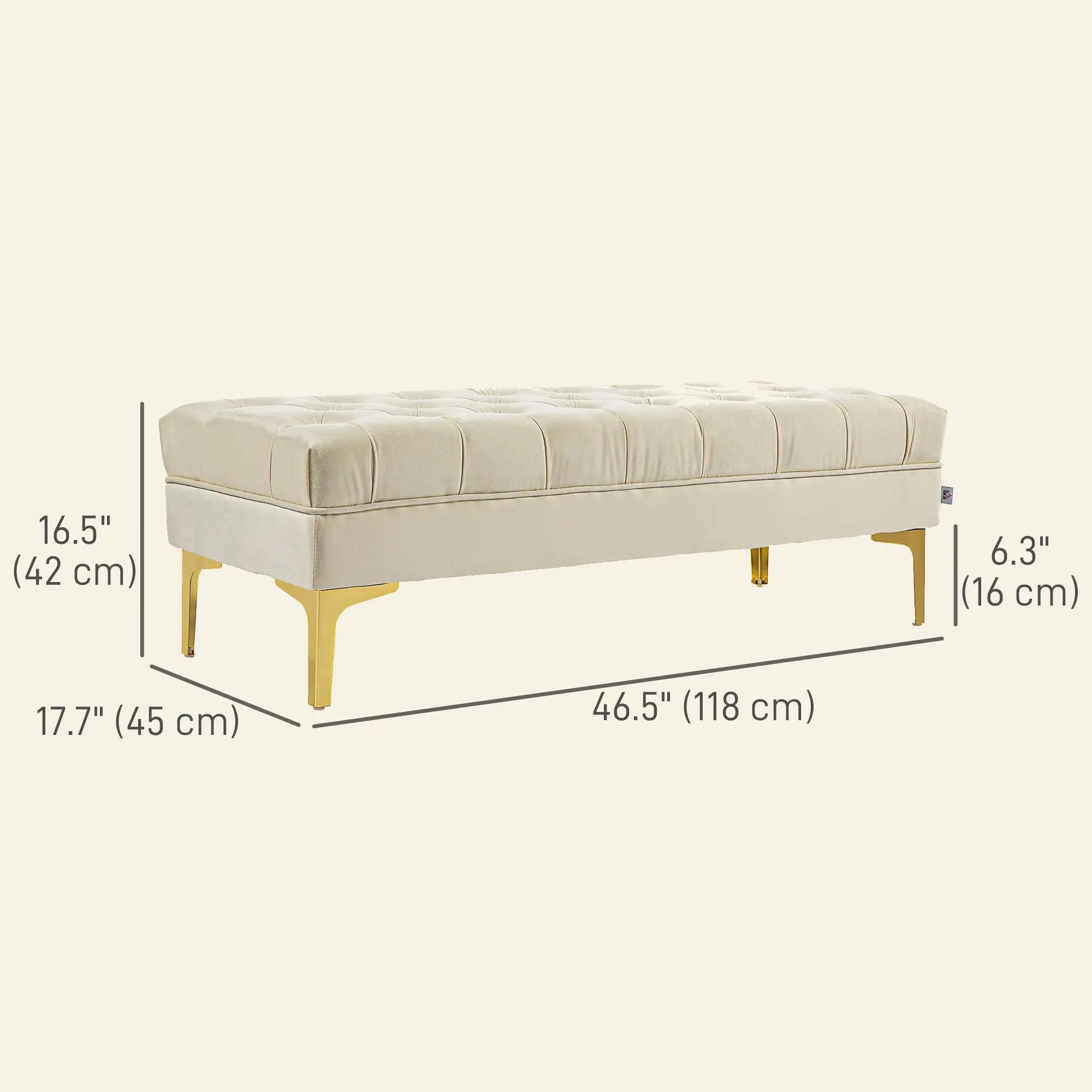 Upholstered End of Bed Bench, Button Tufted, Cream White Storage Ottomans & Benches at Gallery Canada