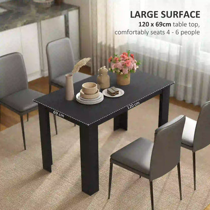 47" Kitchen Table for 4-6 People, Wood Effect, Black Dining Tables at Gallery Canada
