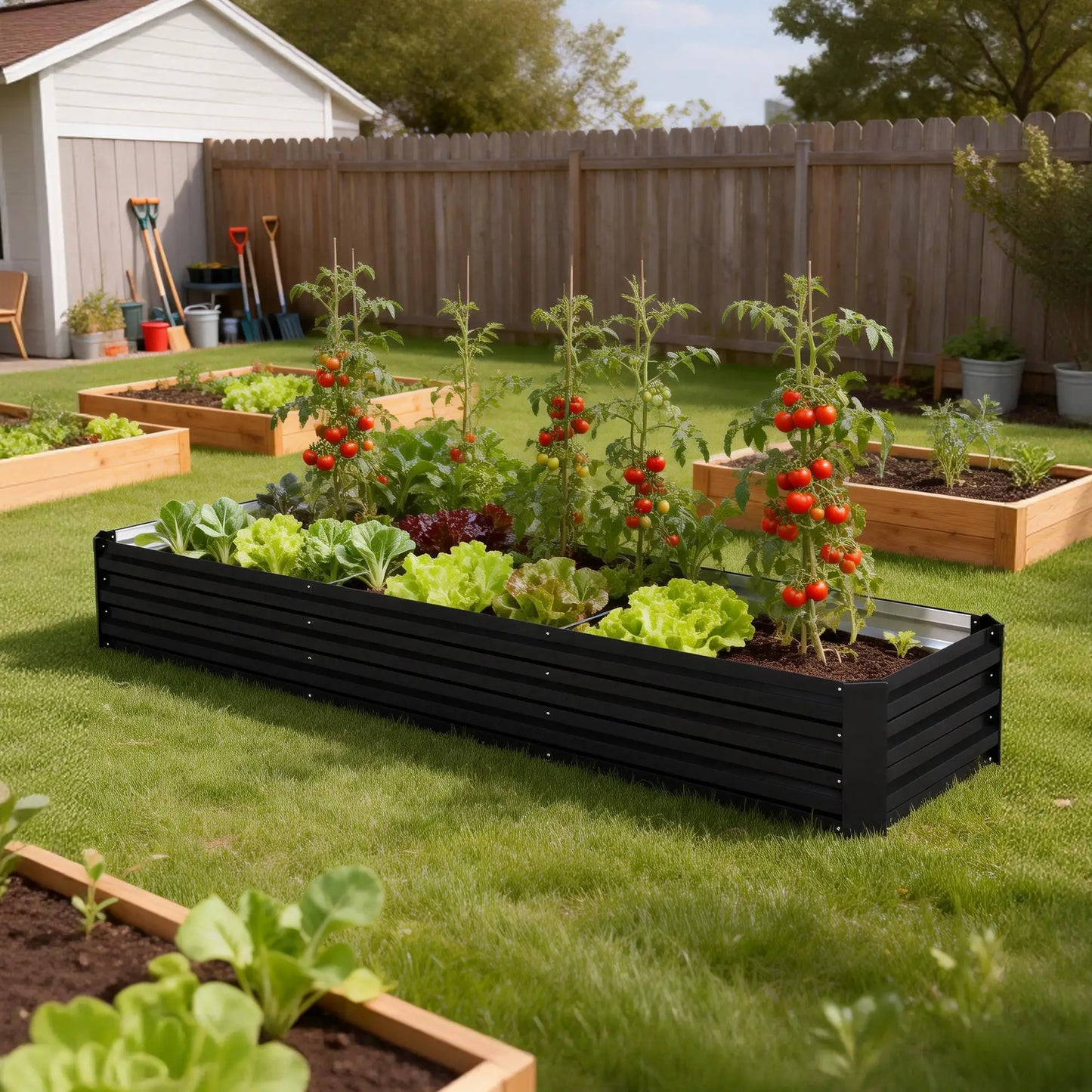 8'x2'x1' Galvanized Raised Bed, Elevated Planter Box, Black Galvanized Planter Boxes at Gallery Canada