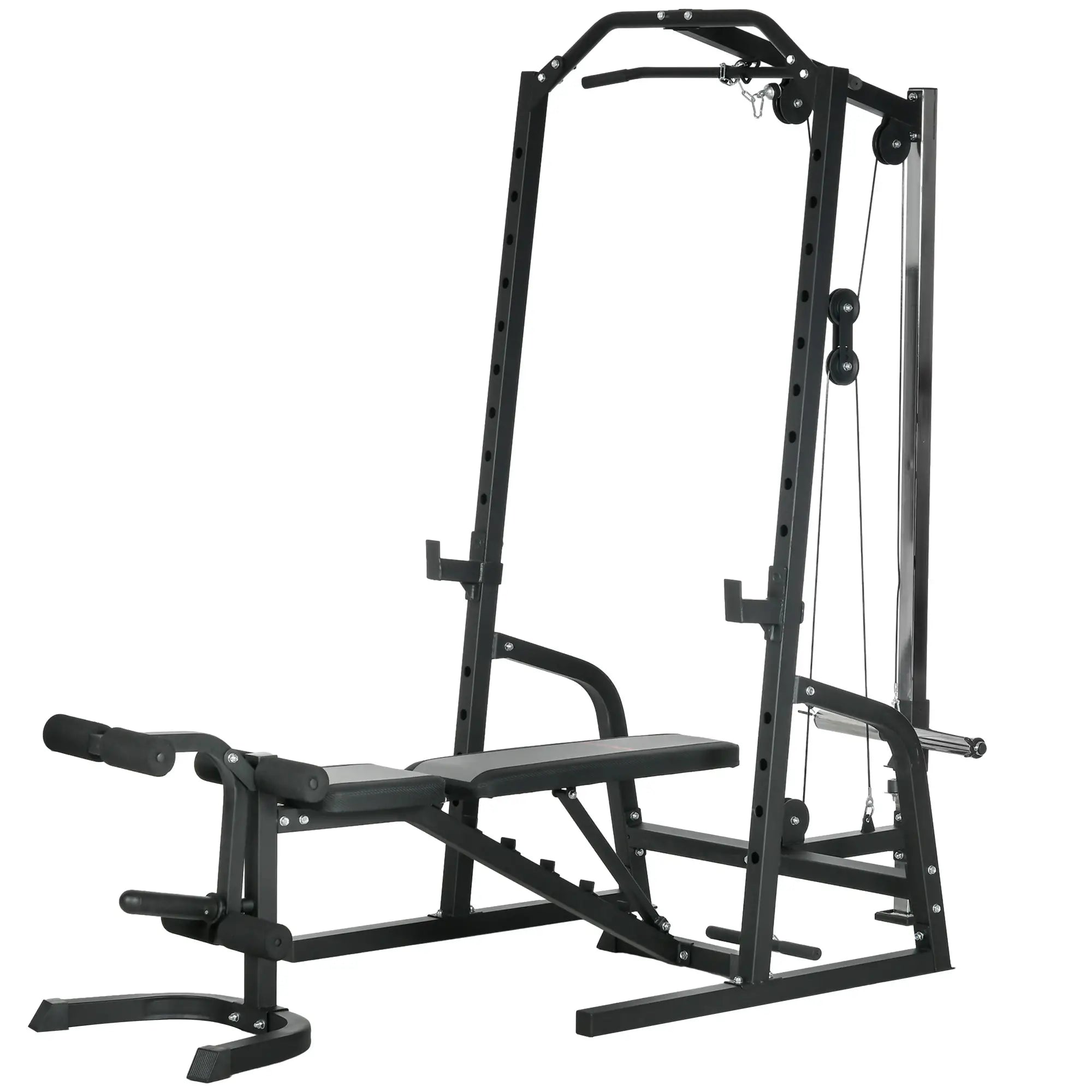 Smith Machine, Power Cage w/ Adjustable Bench, Barbell Bar, Cable Pulley, 15-Level Squat Rack Power Towers Black at Gallery Canada