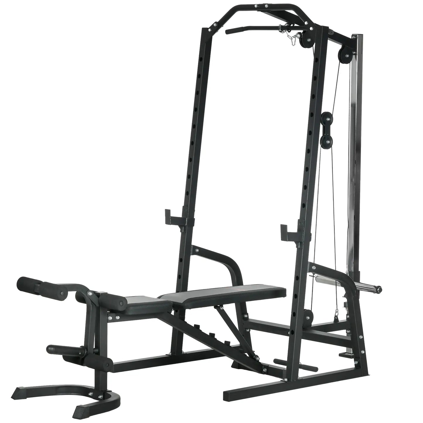 Smith Machine, Power Cage w/ Adjustable Bench, Barbell Bar, Cable Pulley, 15-Level Squat Rack Power Towers Black at Gallery Canada