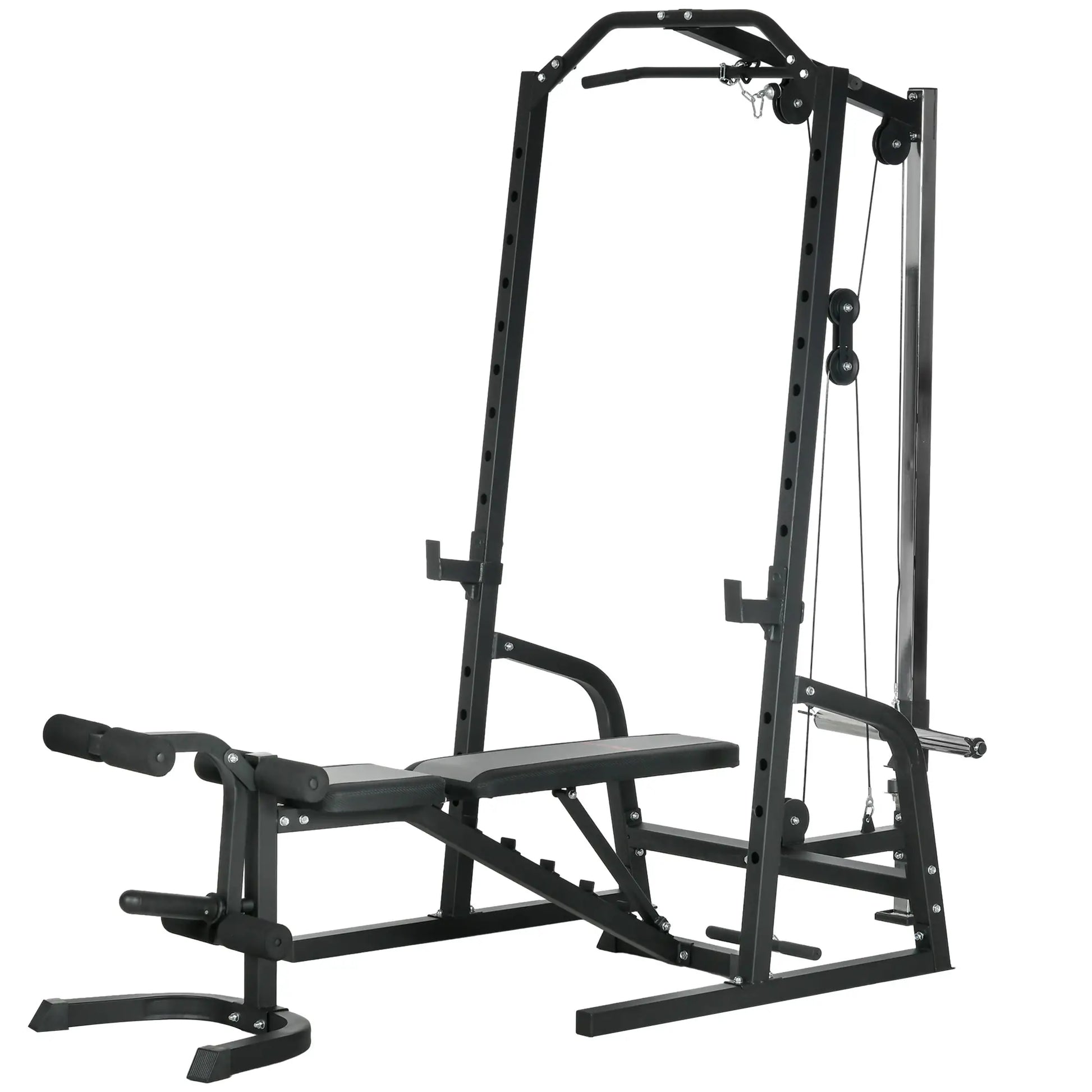Smith Machine, Power Cage w/ Adjustable Bench, Barbell Bar, Cable Pulley, 15-Level Squat Rack Power Towers Black at Gallery Canada