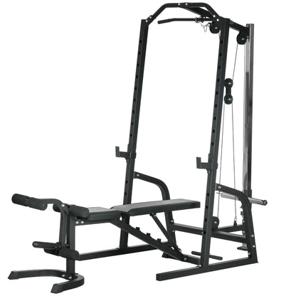 Smith Machine, Power Cage w/ Adjustable Bench, Barbell Bar, Cable Pulley, 15-Level Squat Rack Power Towers Black at Gallery Canada