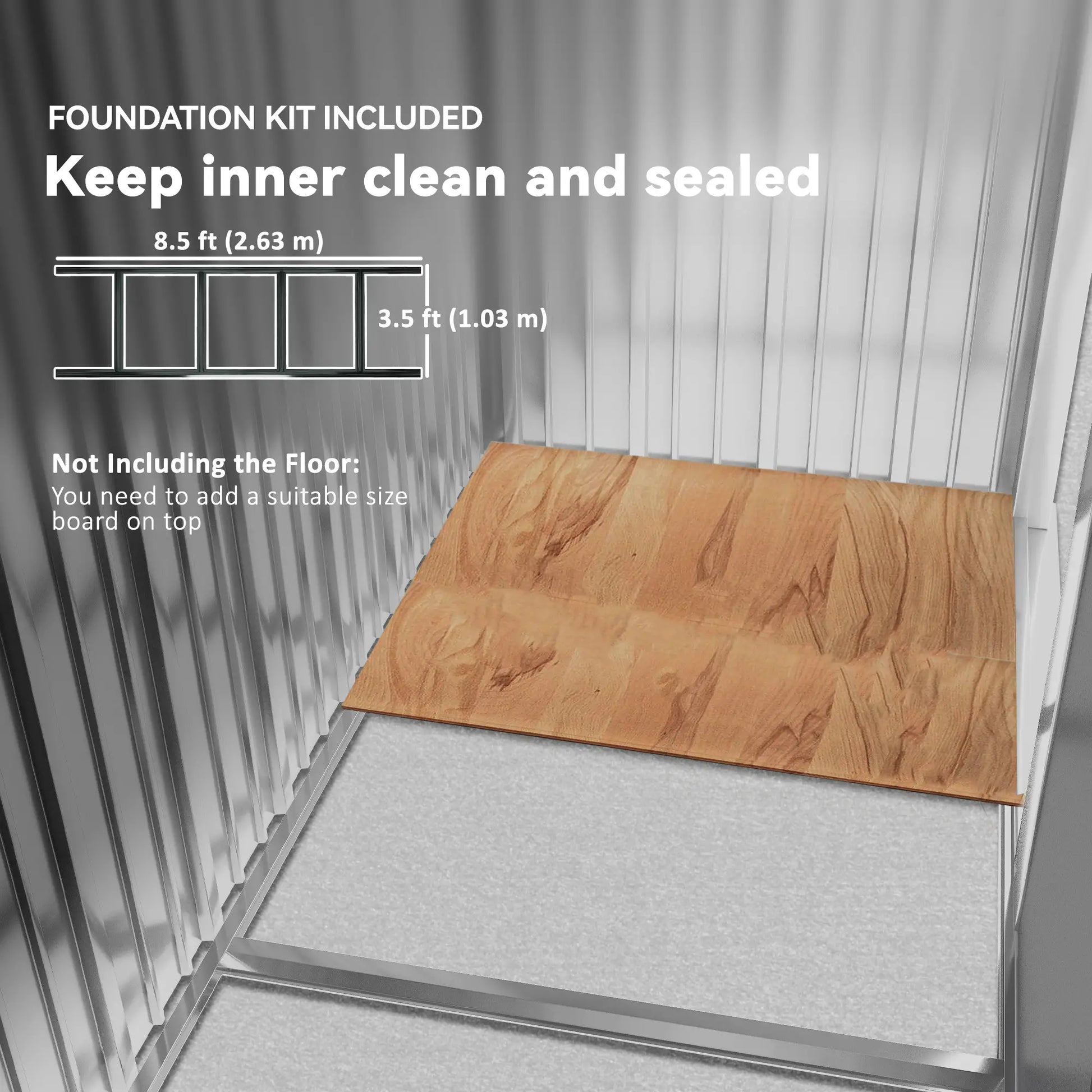 9.1'x6.4'x6.3' Garden Storage Shed, Foundation Kit, Metal Tool House, Double Doors, Dark Grey Sheds at Gallery Canada