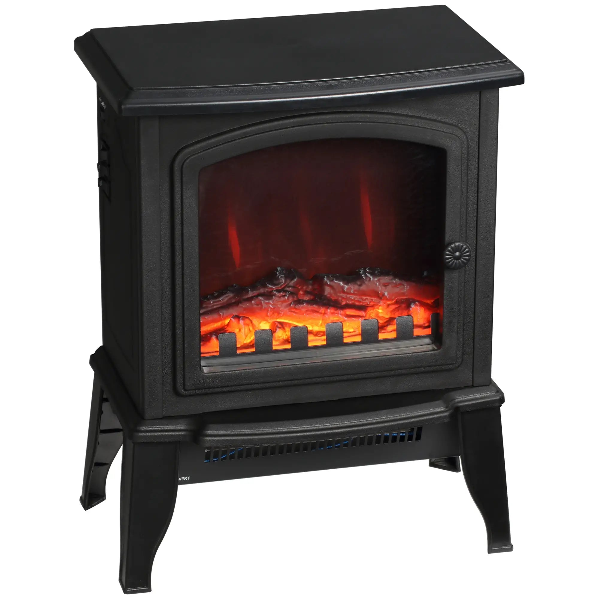 Electric Fireplace Heater, Freestanding, Realistic Flame, Overheat Protection, 750W/1500W, Black Electric Fireplaces at Gallery Canada