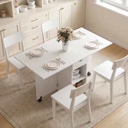 Folding Dining Table With Storage Drop Leaf, White Dining Tables at Gallery Canada