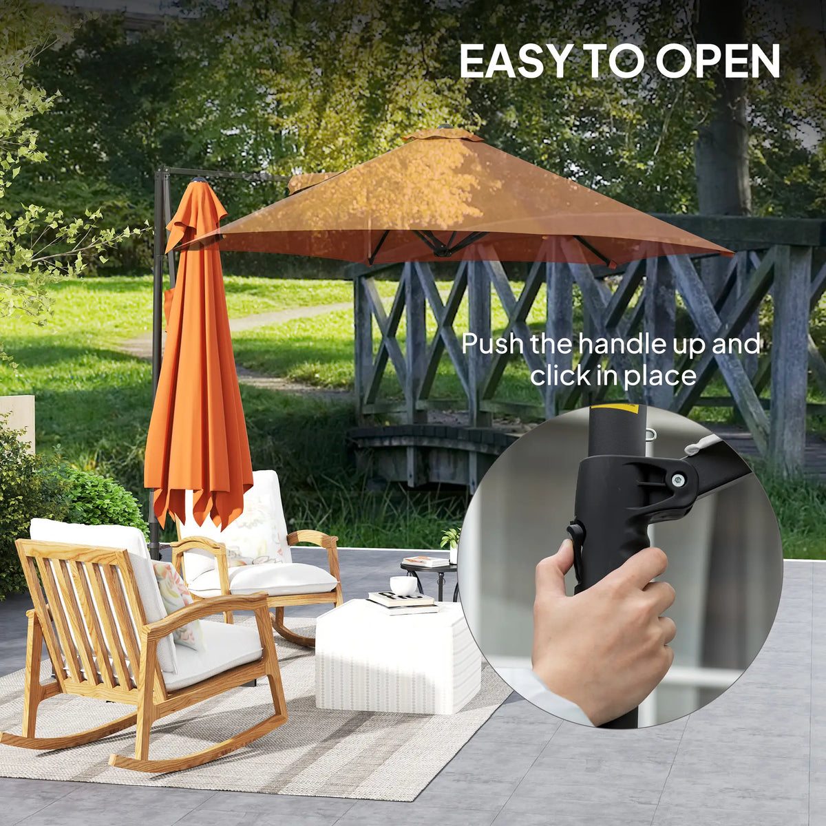 8.5FT Offset Patio Umbrella, 360° Rotation, Orange Offset Cantilever Umbrellas at Gallery Canada