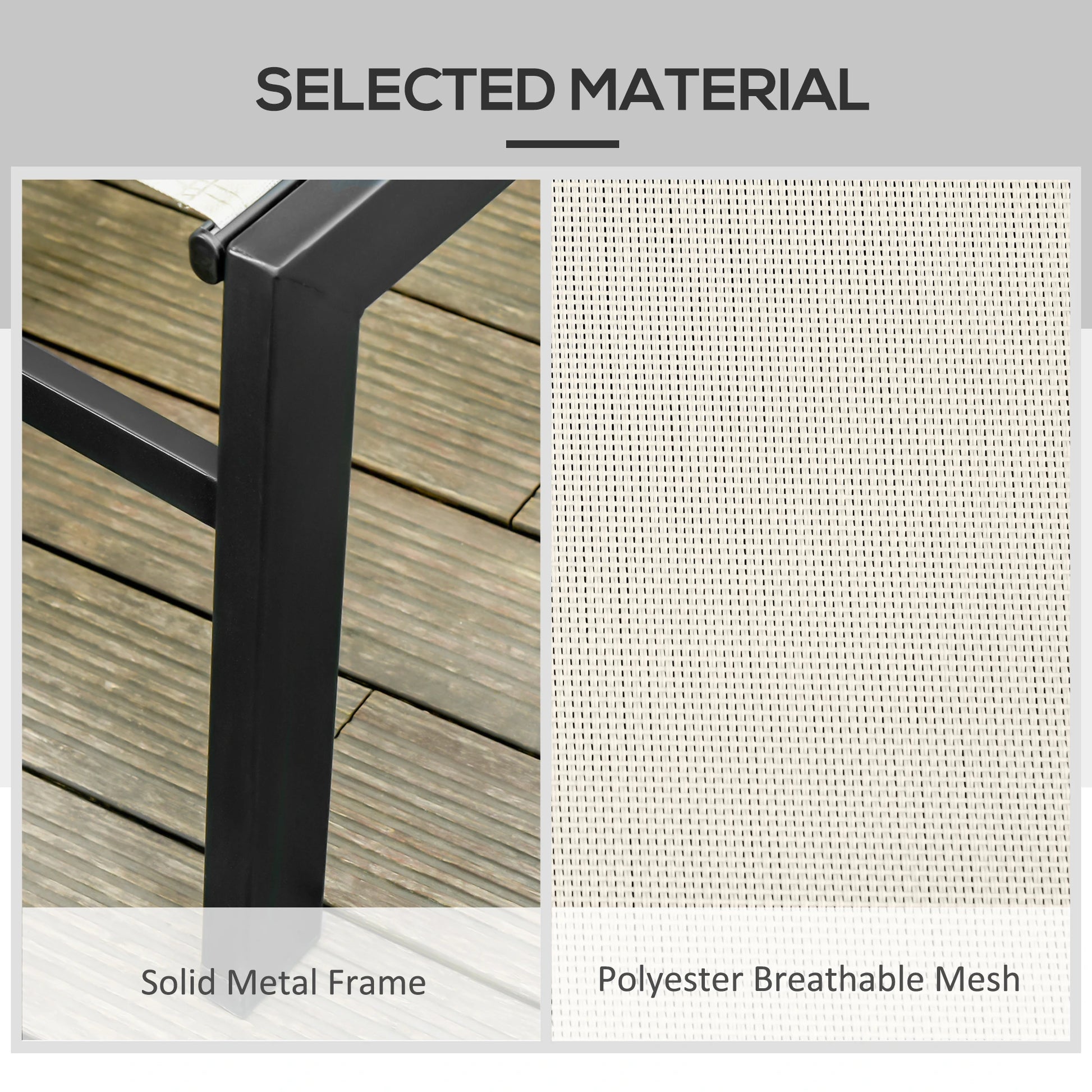 Outdoor Lounge Chair, 5-Position Reclining Backrest, 2 Wheels, Cream White Lounger Chairs at Gallery Canada