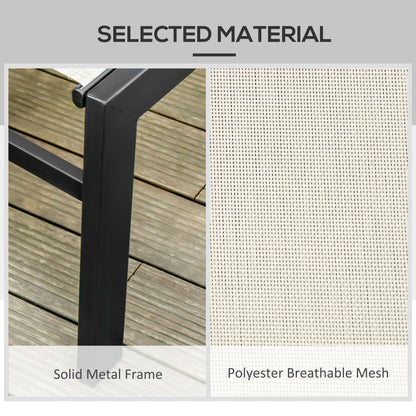 Outdoor Lounge Chair, 5-Position Reclining Backrest, 2 Wheels, Cream White Lounger Chairs at Gallery Canada