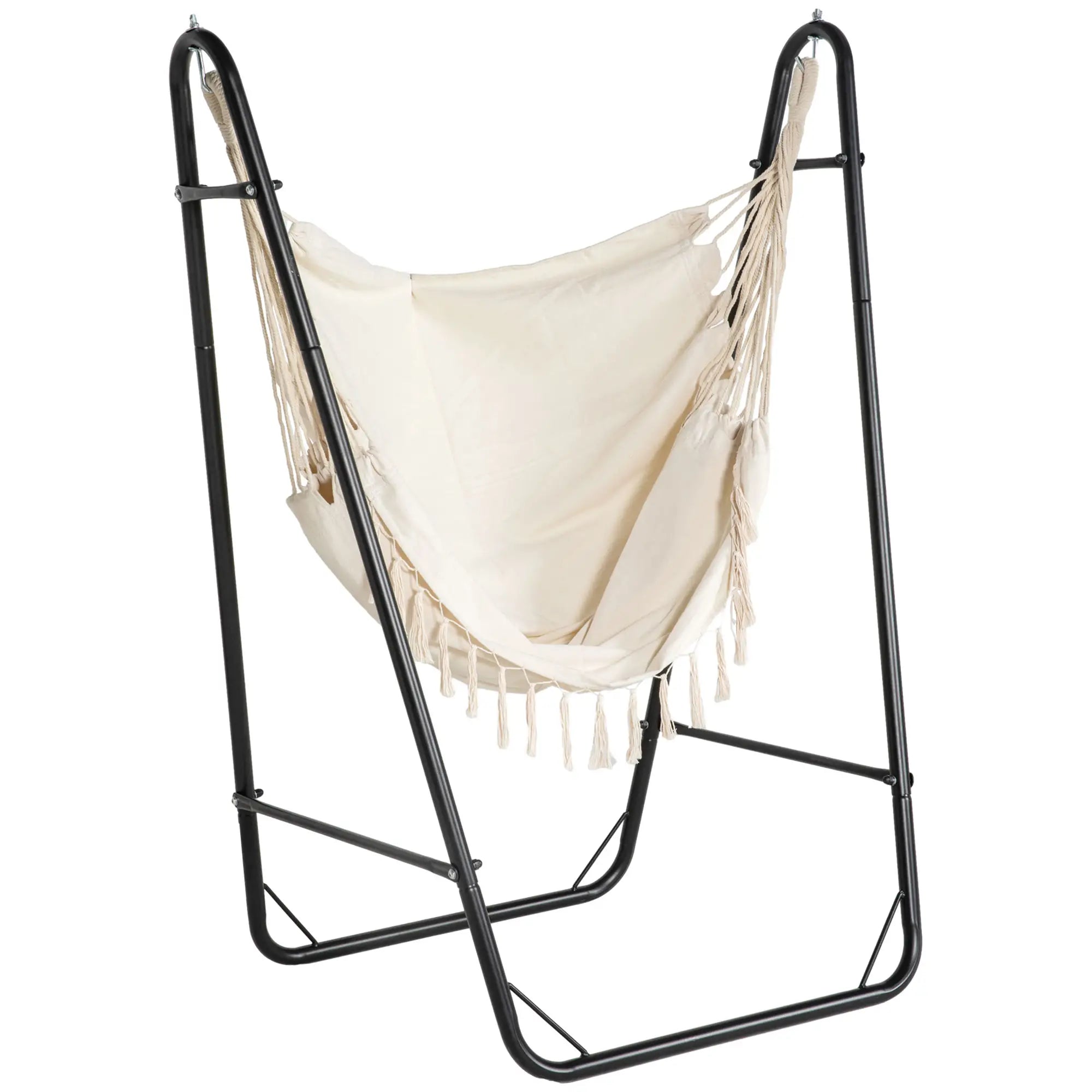 Hammock Chair With U Shape Stand, Side Pocket, Cream White Hammock Swings at Gallery Canada
