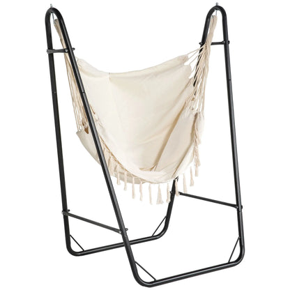 Hammock Chair With U Shape Stand, Side Pocket, Cream White Hammock Swings at Gallery Canada