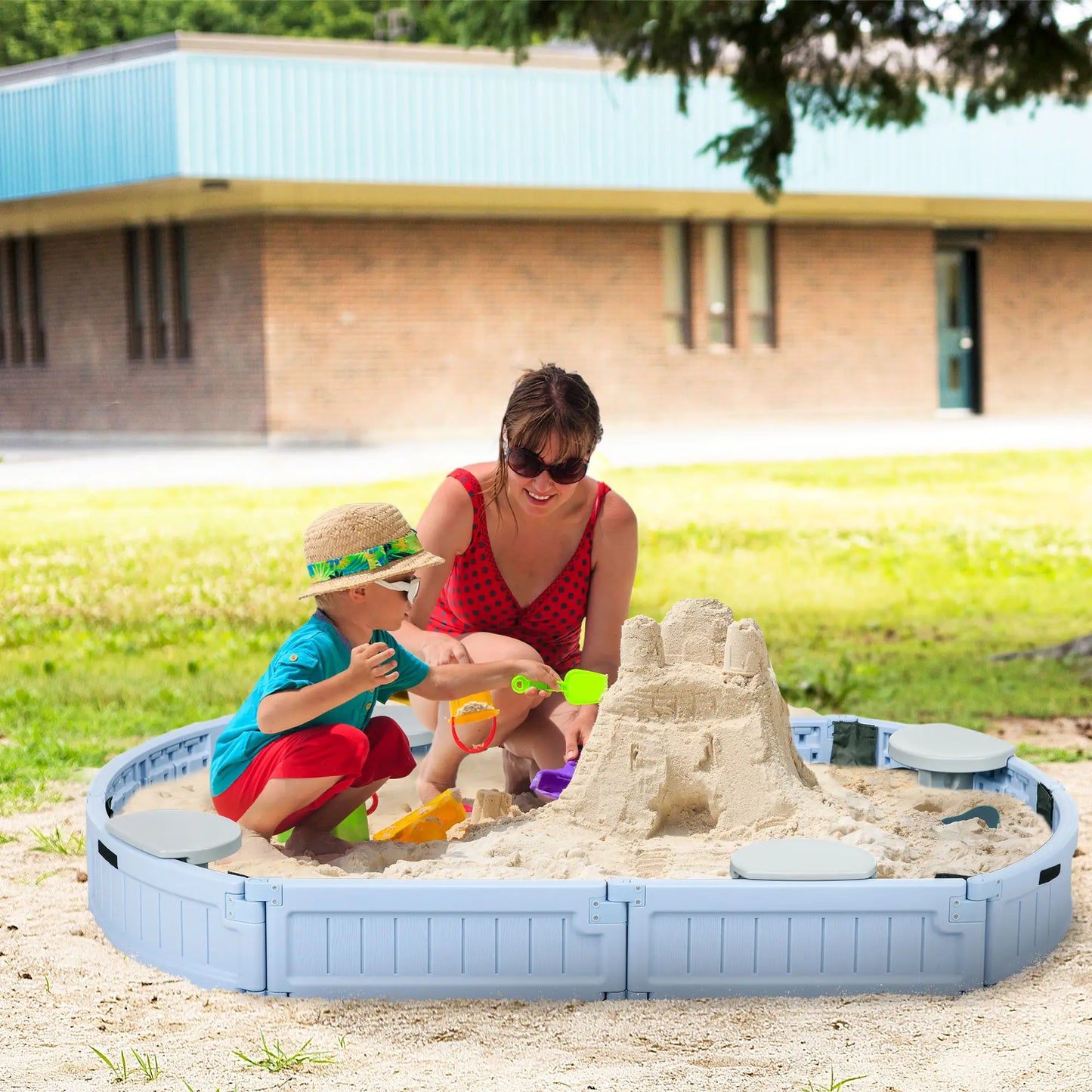 Kids Sandbox with Cover, Seat, Outdoor, Light Blue Sandboxes & Accessories at Gallery Canada