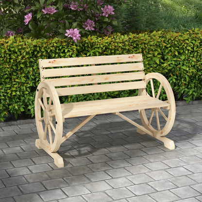 42" Wood Wagon Wheel Bench, Rustic Loveseat, Natural Wood Outdoor Benches at Gallery Canada