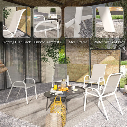 Outdoor Dining Chairs, Stackable With High Back, Breathable Mesh Seat, White Outdoor Dining Sets at Gallery Canada