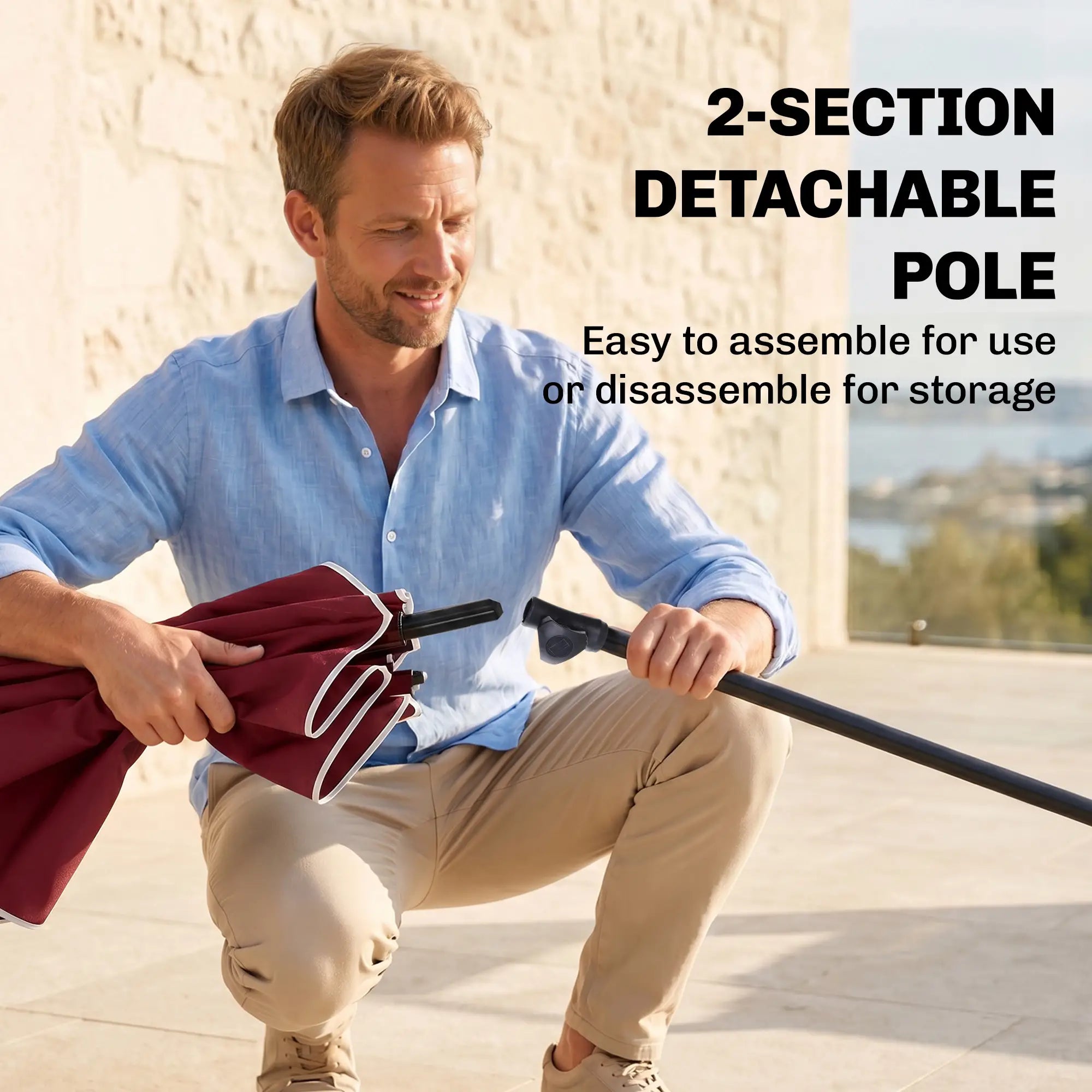 6.5x4ft Rectangle Patio Umbrella, Tilt Adjustable, Wine Red Sun Umbrellas at Gallery Canada