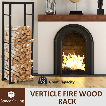 Outdoor Firewood Rack, Log Holder with Handles, 220 lbs. Capacity, 15.7" x 9.8" x 59.1", Black Firewood Racks at Gallery Canada